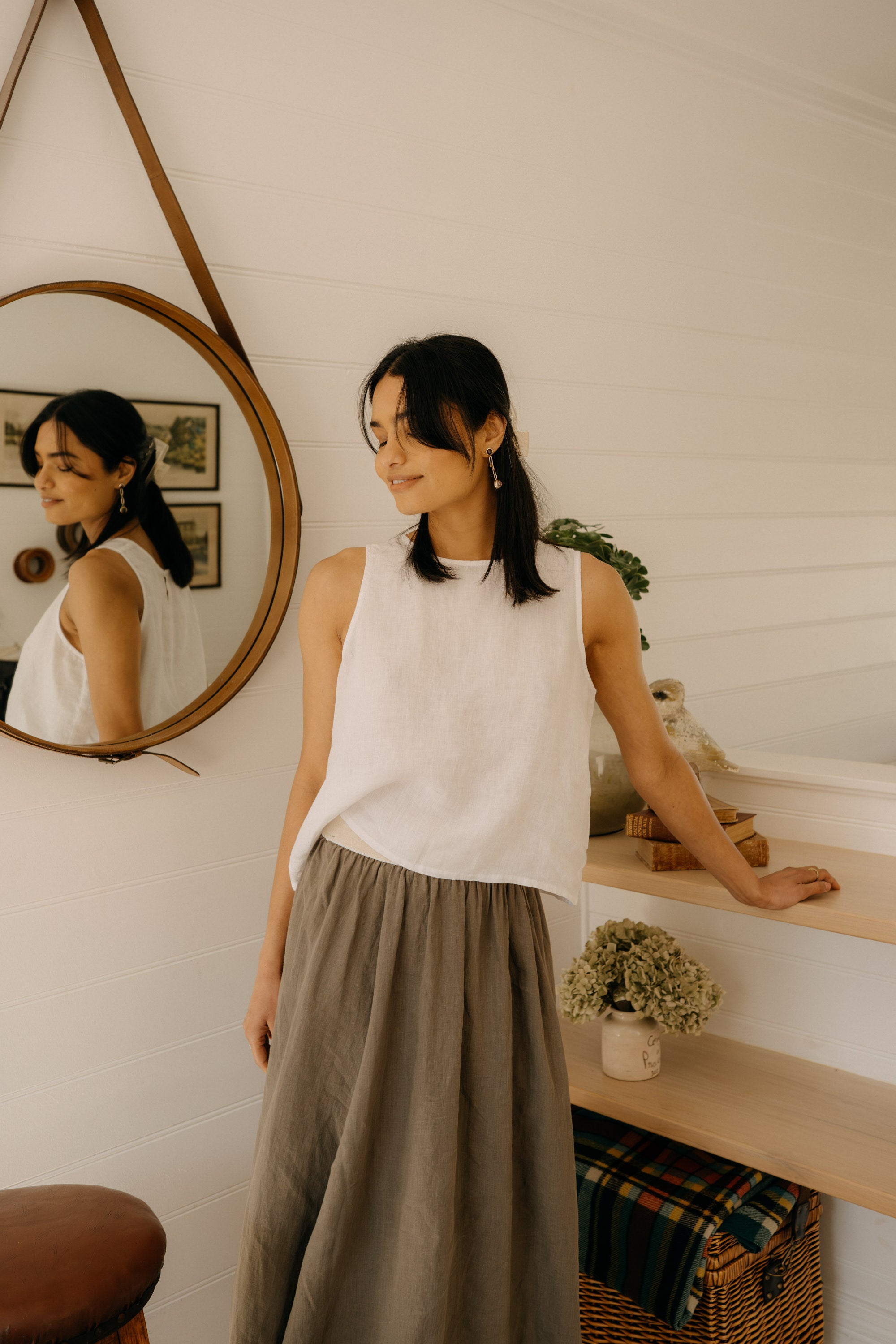 Montaigne Lucie Linen Maxi Skirt Khaki