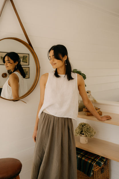 Montaigne Lucie Linen Maxi Skirt Khaki