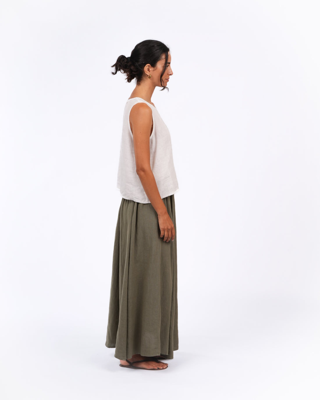 Montaigne Lucie Linen Maxi Skirt Khaki