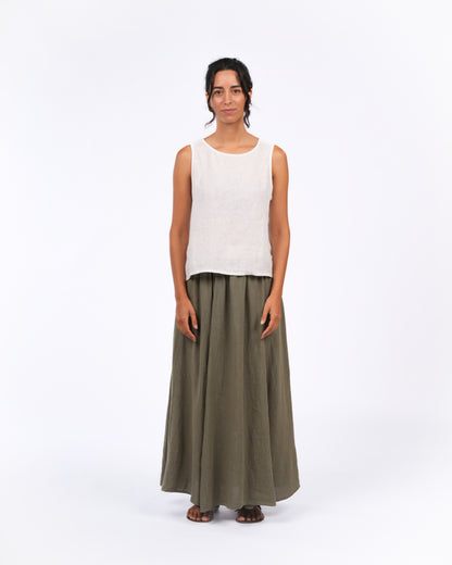 Montaigne Lucie Linen Maxi Skirt Khaki