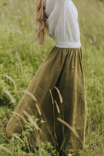 Montaigne Lucie Linen Maxi Skirt Pistachio8