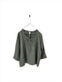 Montaigne Marais Linen Top with Tie Detail Khaki