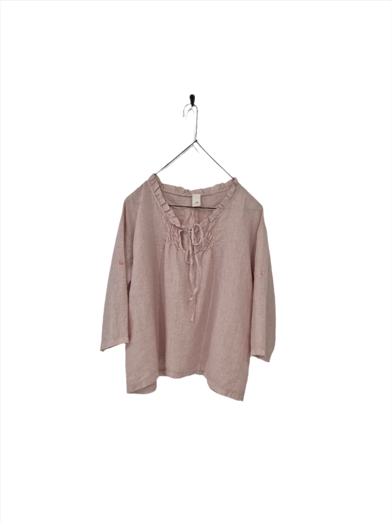 Montaigne Marais Linen Top with Tie Detail Rose