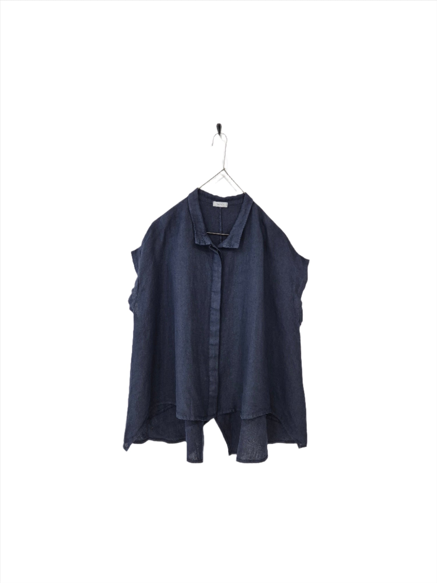 Montaigne Marcella Linen Button Up Shirt Navy