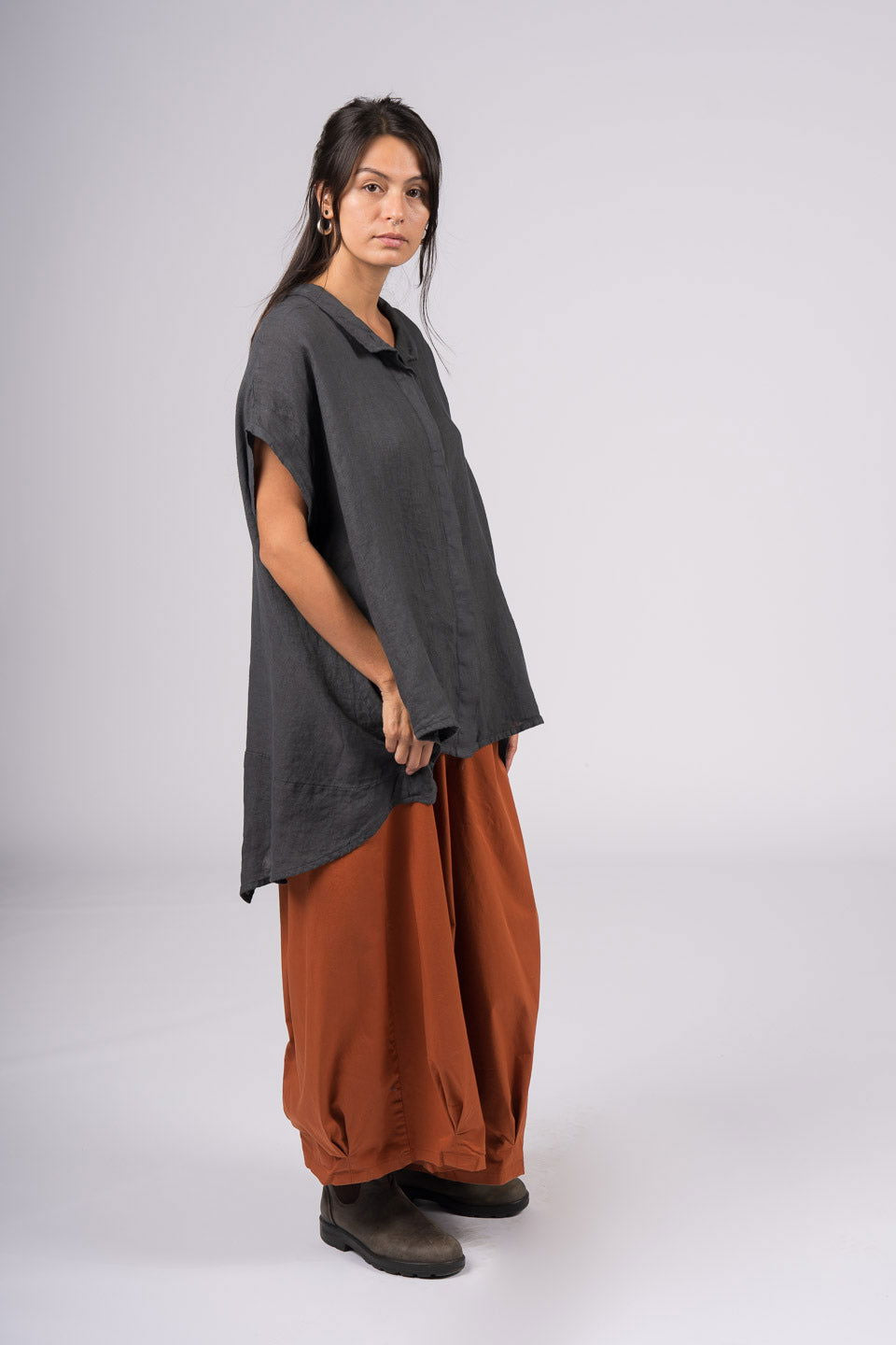 Montaigne Marcella Linen Button Up Shirt Petrol