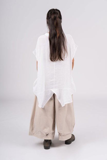 Montaigne Marcella Linen Button Up Shirt White