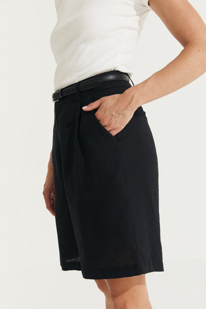 Montaigne Marina Linen Bermuda Short Black