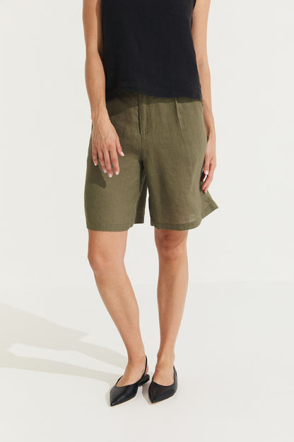 Montaigne Marina Linen Bermuda Short Khaki1