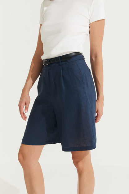 Montaigne Marina Linen Bermuda Short Navy1