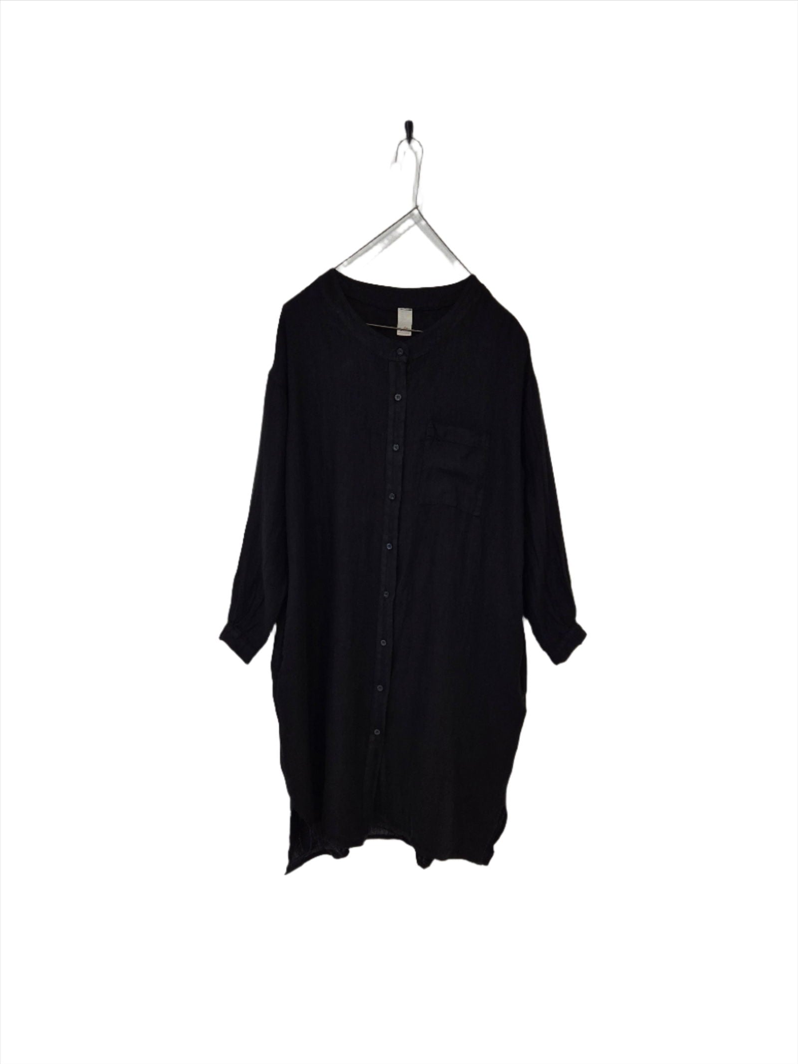 Montaigne Marion Linen Button-Up Dress Black1