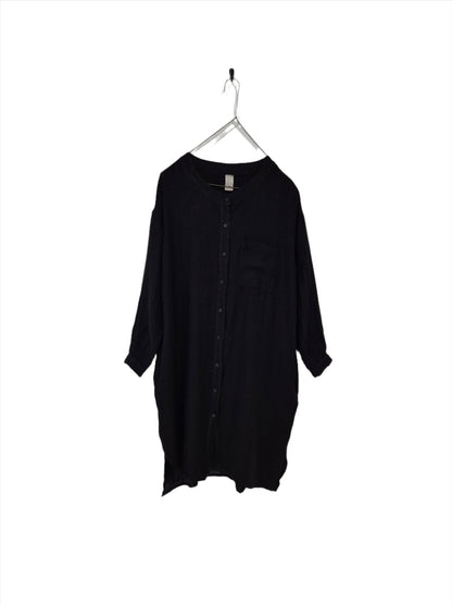Montaigne Marion Linen Button-Up Dress Black1