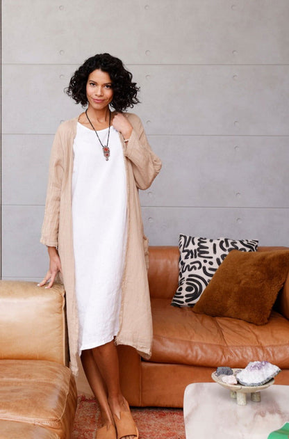 Montaigne Marlène Overcoat with Raw Seams Natural