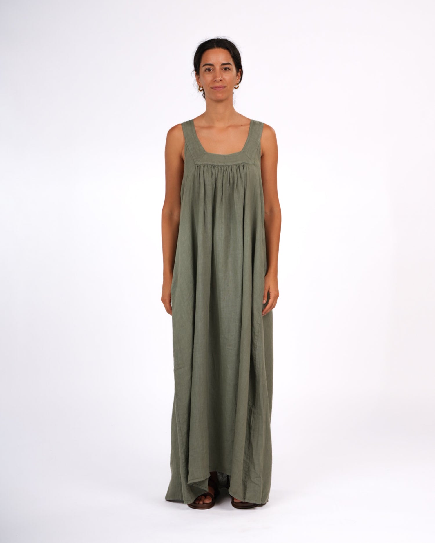 Montaigne Marseille Linen Dress Khaki1