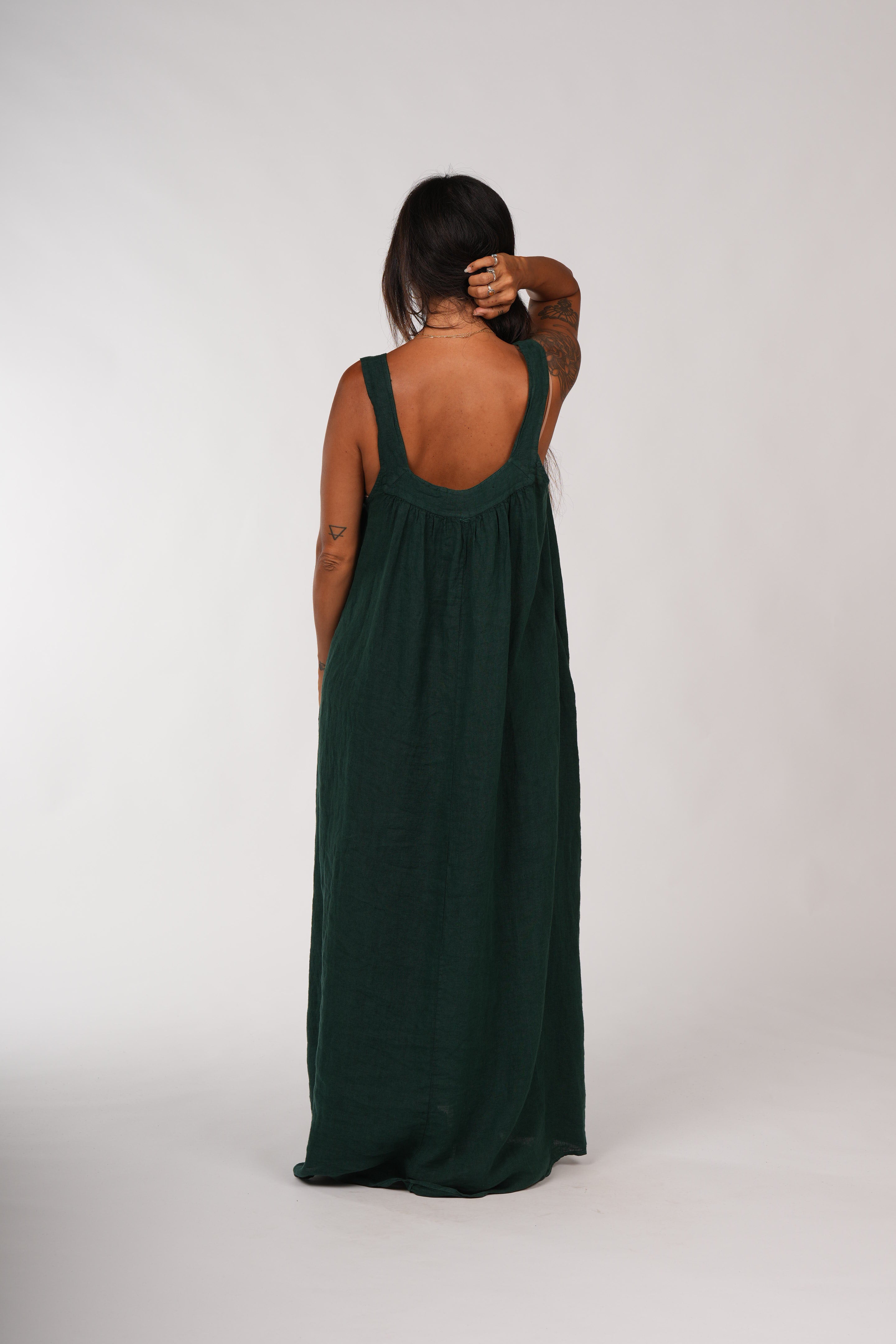 Montaigne Marseille Linen Dress Teal2