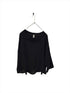 Montaigne Mathilde Linen Boat Neck 3/4 Sleeve Top Black