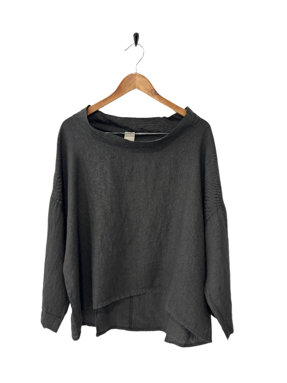 Montaigne Mathilde Linen Boat Neck 3/4 Sleeve Top Petrol