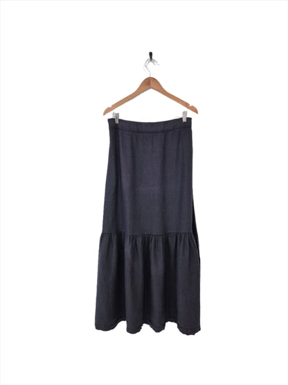 Montaigne Maxi Skirt with Frayed Hem Navy