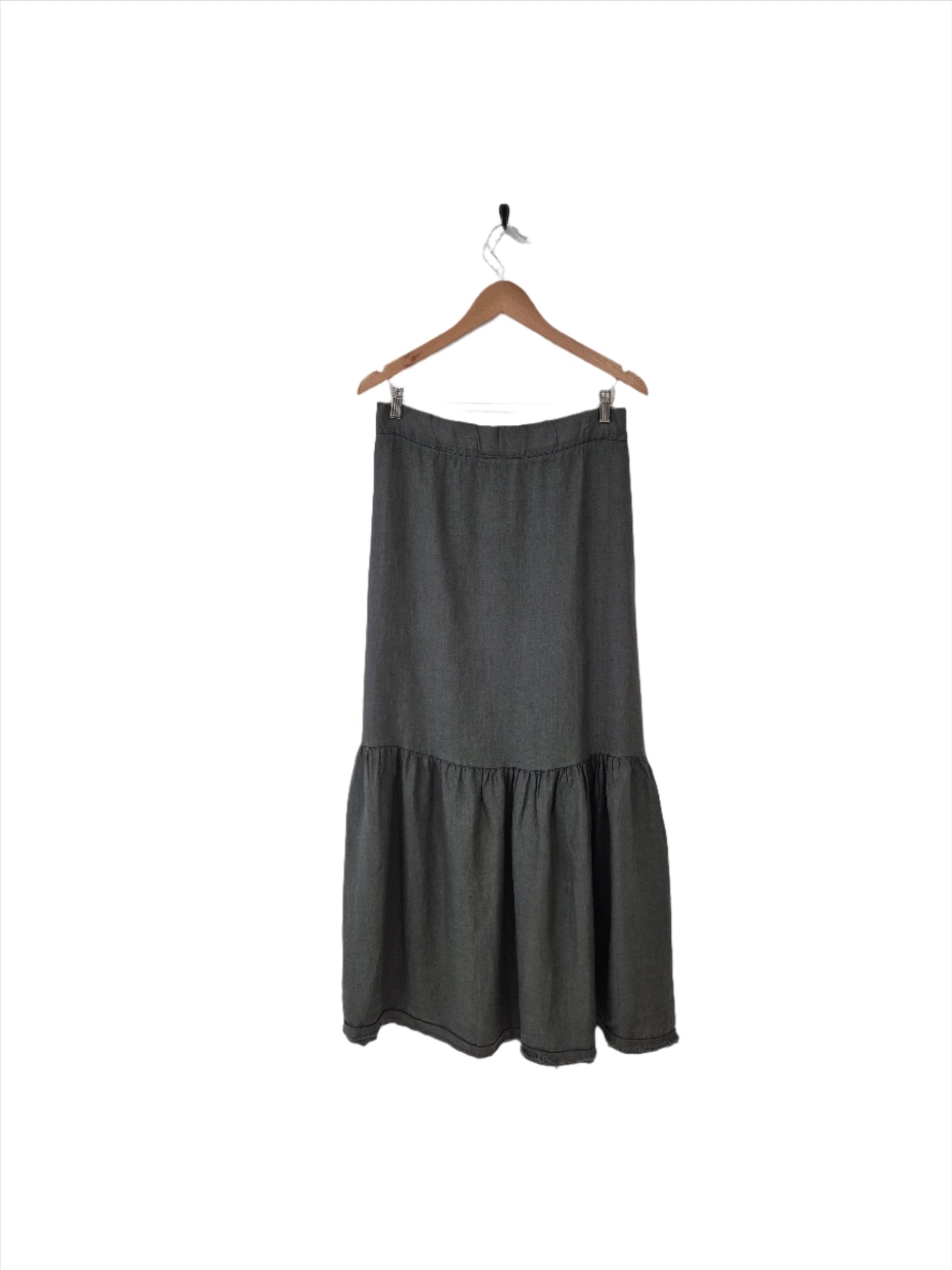 Montaigne Maxi Skirt with Frayed Hem Petrol