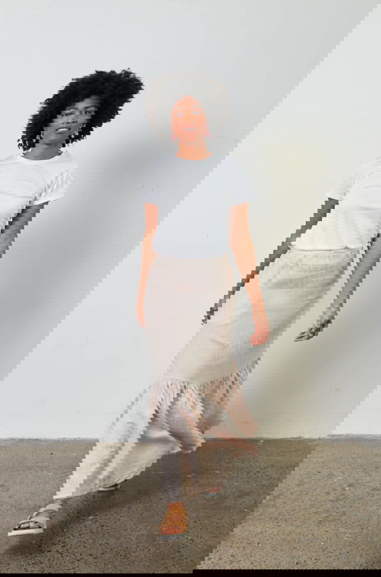 Montaigne Maxi Skirt with Frayed Hem Rose