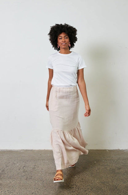 Montaigne Maxi Skirt with Frayed Hem Rose