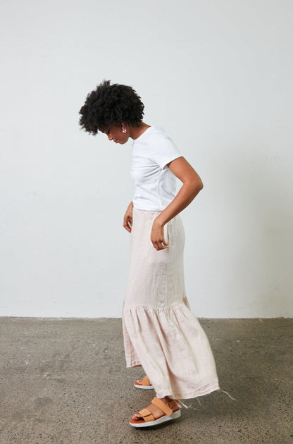 Montaigne Maxi Skirt with Frayed Hem Rose1