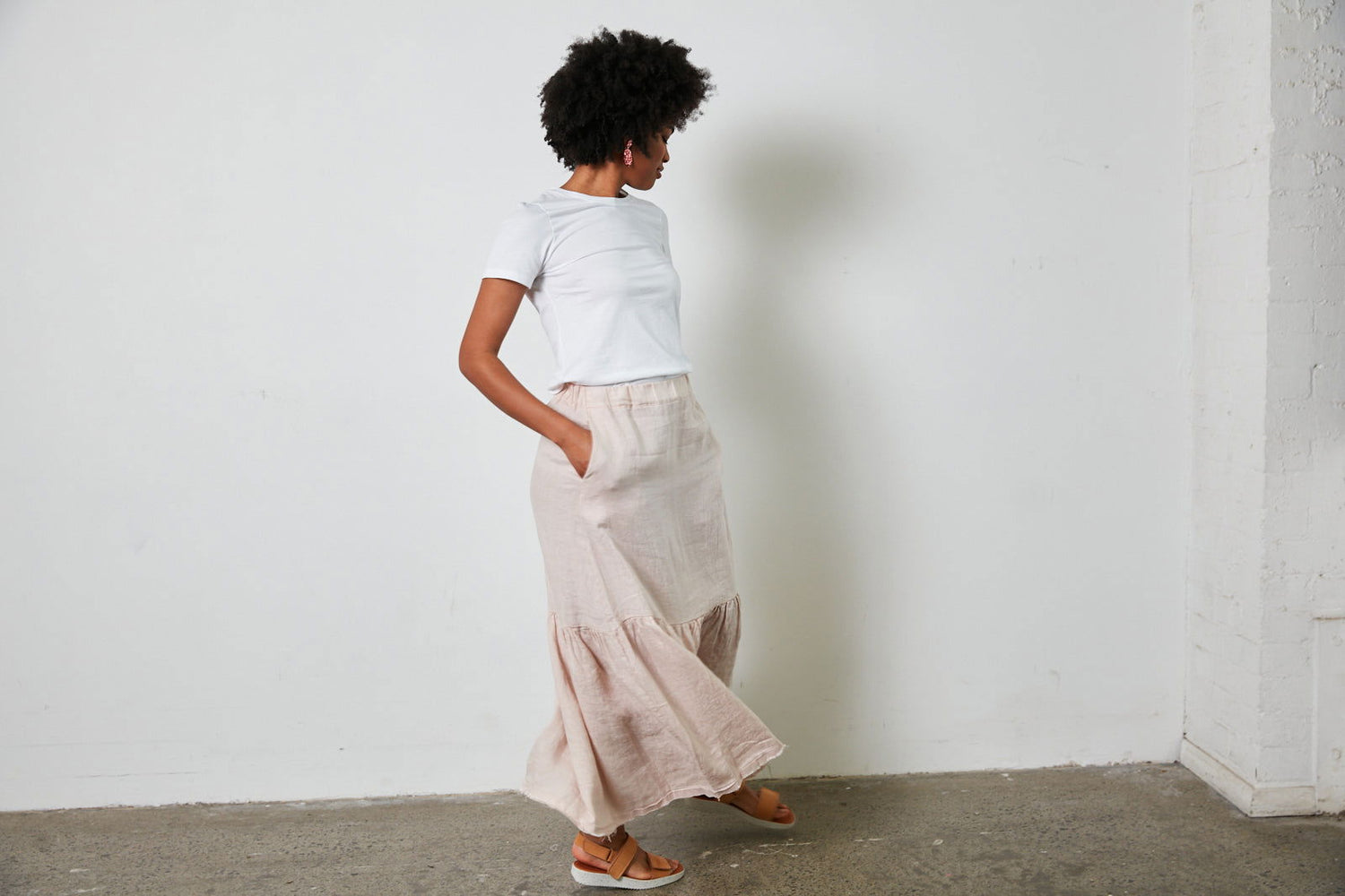 Montaigne Maxi Skirt with Frayed Hem Rose5