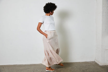 Montaigne Maxi Skirt with Frayed Hem Rose5