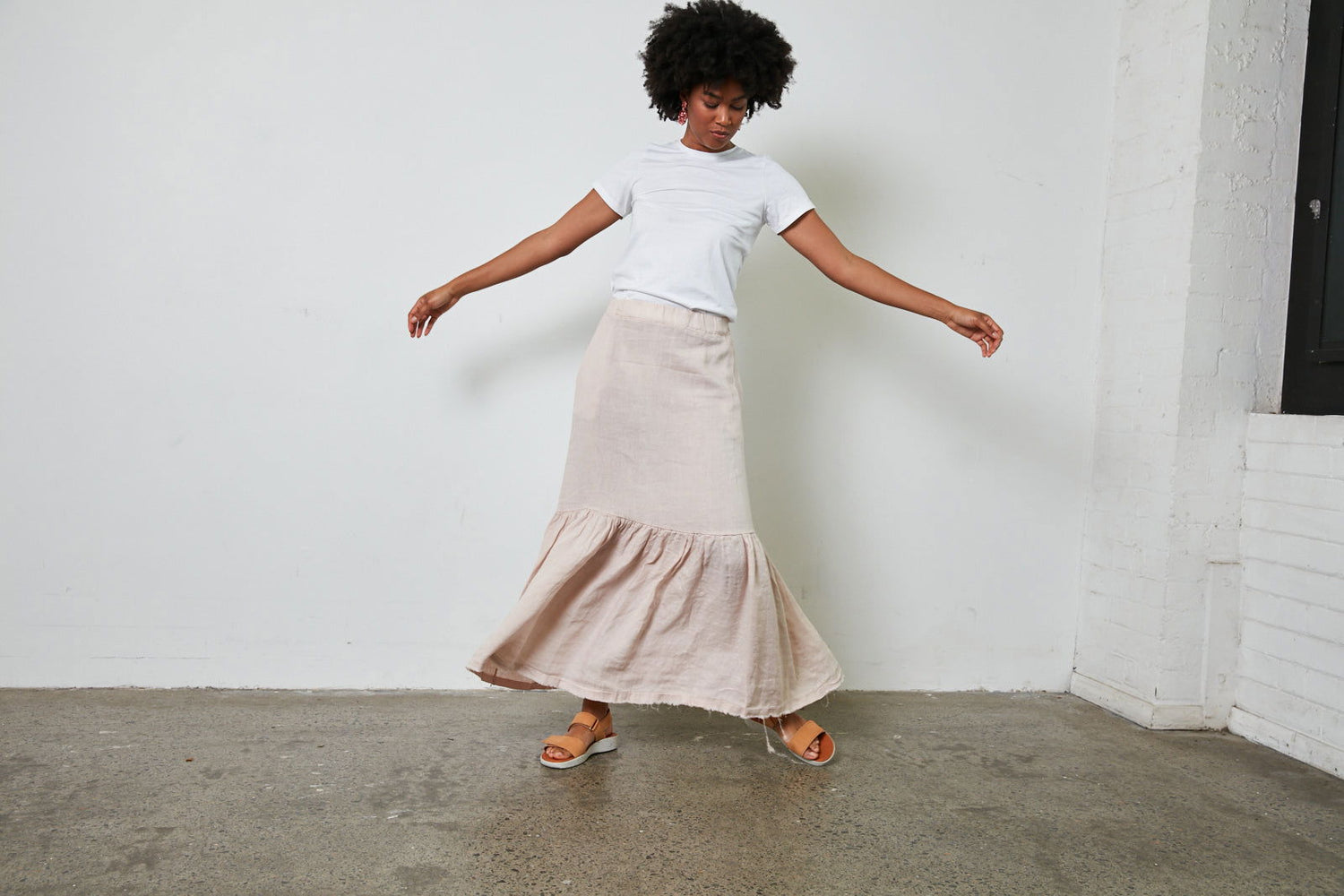 Montaigne Maxi Skirt with Frayed Hem rose6