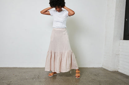 Montaigne Maxi Skirt with Frayed Hem Rose7