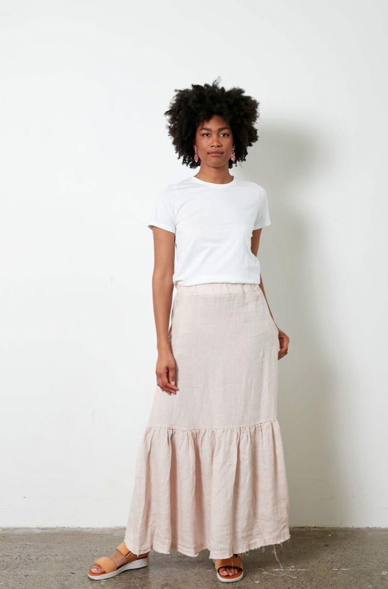 Montaigne Maxi Skirt with Frayed Hem Rose8