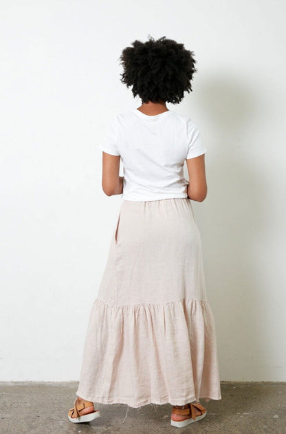 Montaigne Maxi Skirt with Frayed Hem Rose9