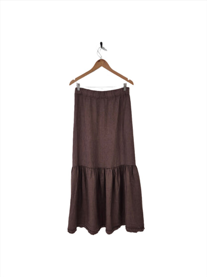 Montaigne Maxi Skirt with Frayed Hem Rum Raisin