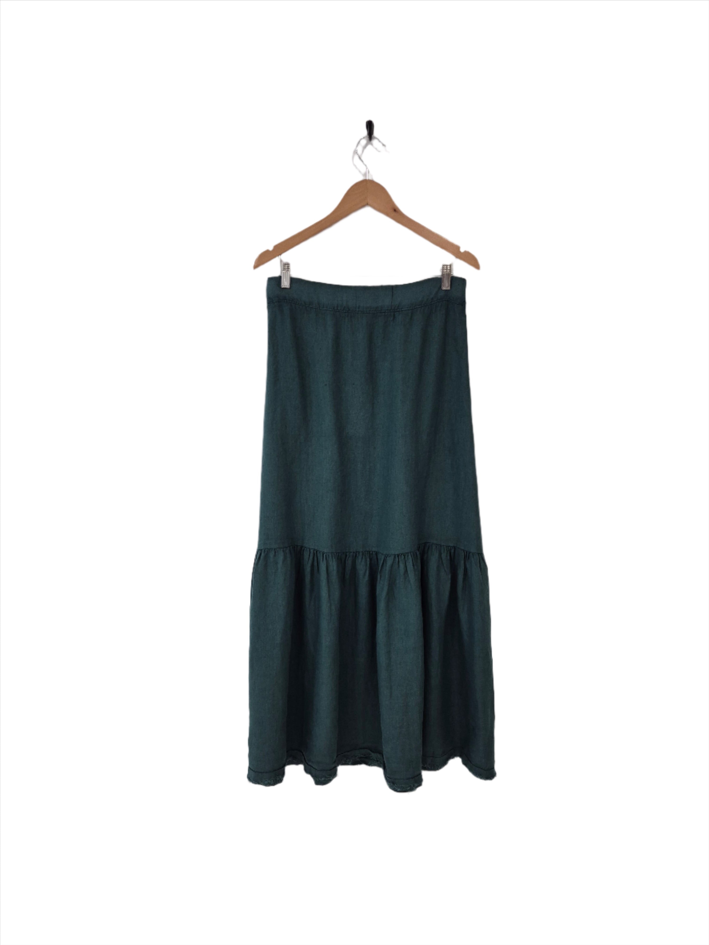 Montaigne Maxi Skirt with Frayed Hem Teal