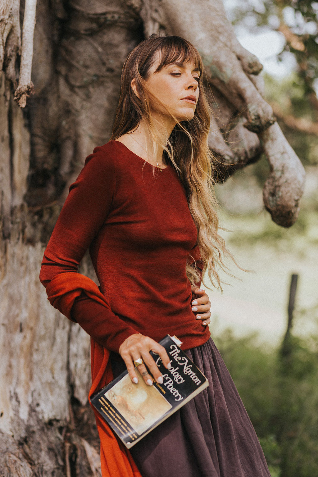 Montaigne Merino Wool Knit Top – Lightweight Layering Essential Rust4