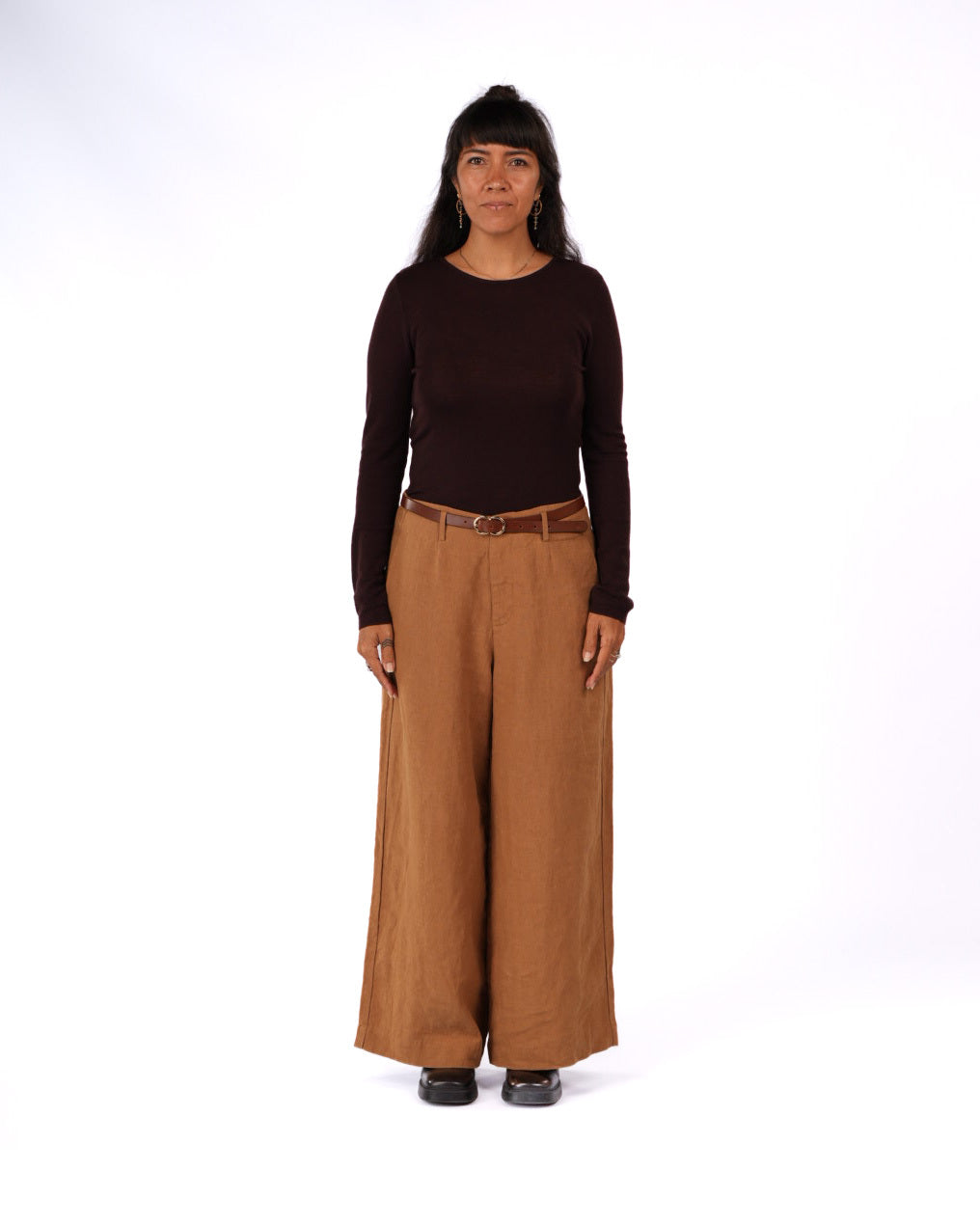 Montaigne Merino Wool Knit Top Spencer– Lightweight Layering Essential Chocolate