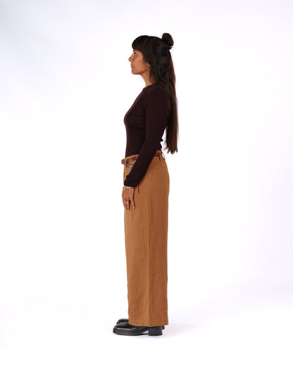 Montaigne Merino Wool Knit Top Spencer– Lightweight Layering Essential Chocolate1
