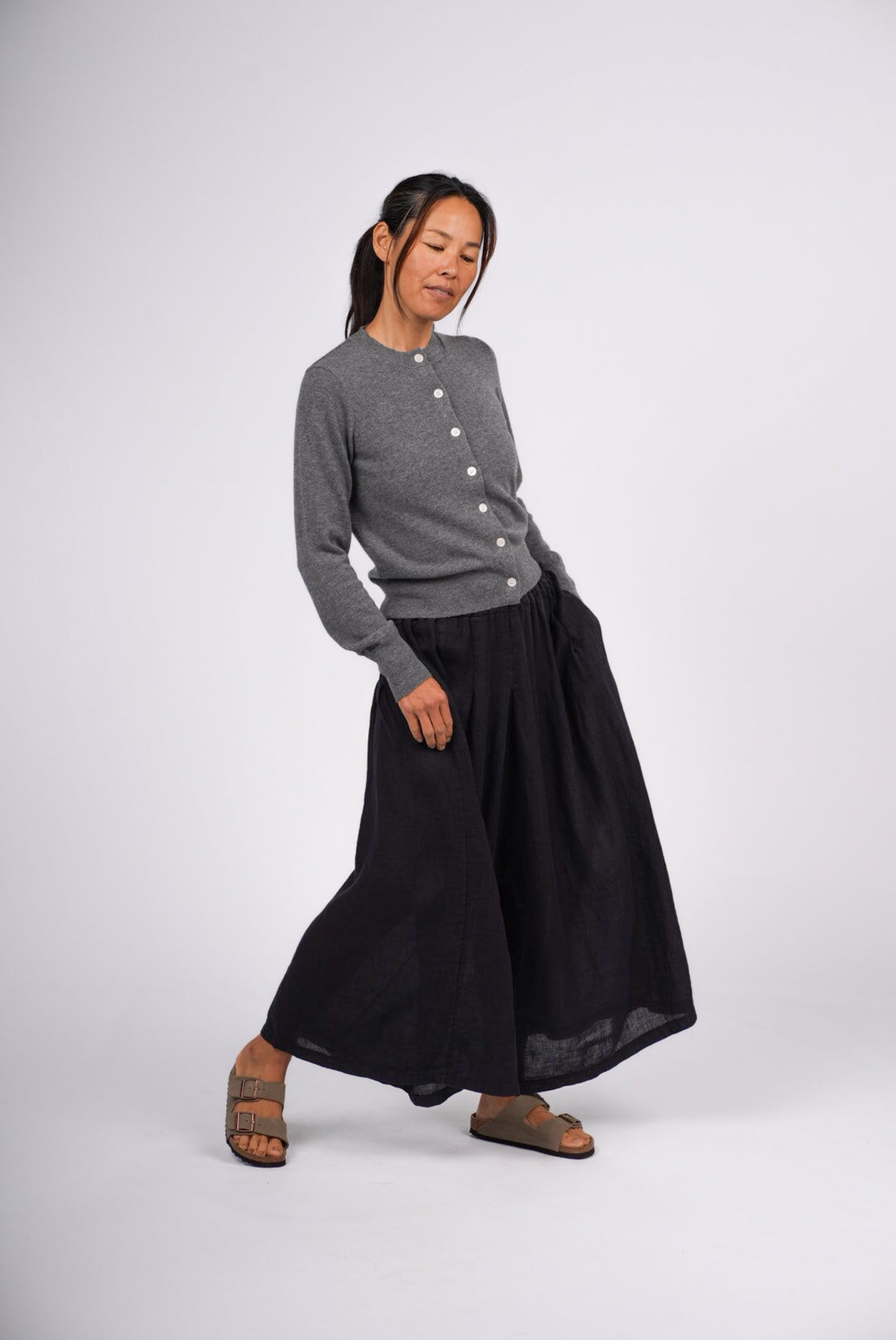 Montaigne Minimalist Lambswool Cardigan Charcoal2