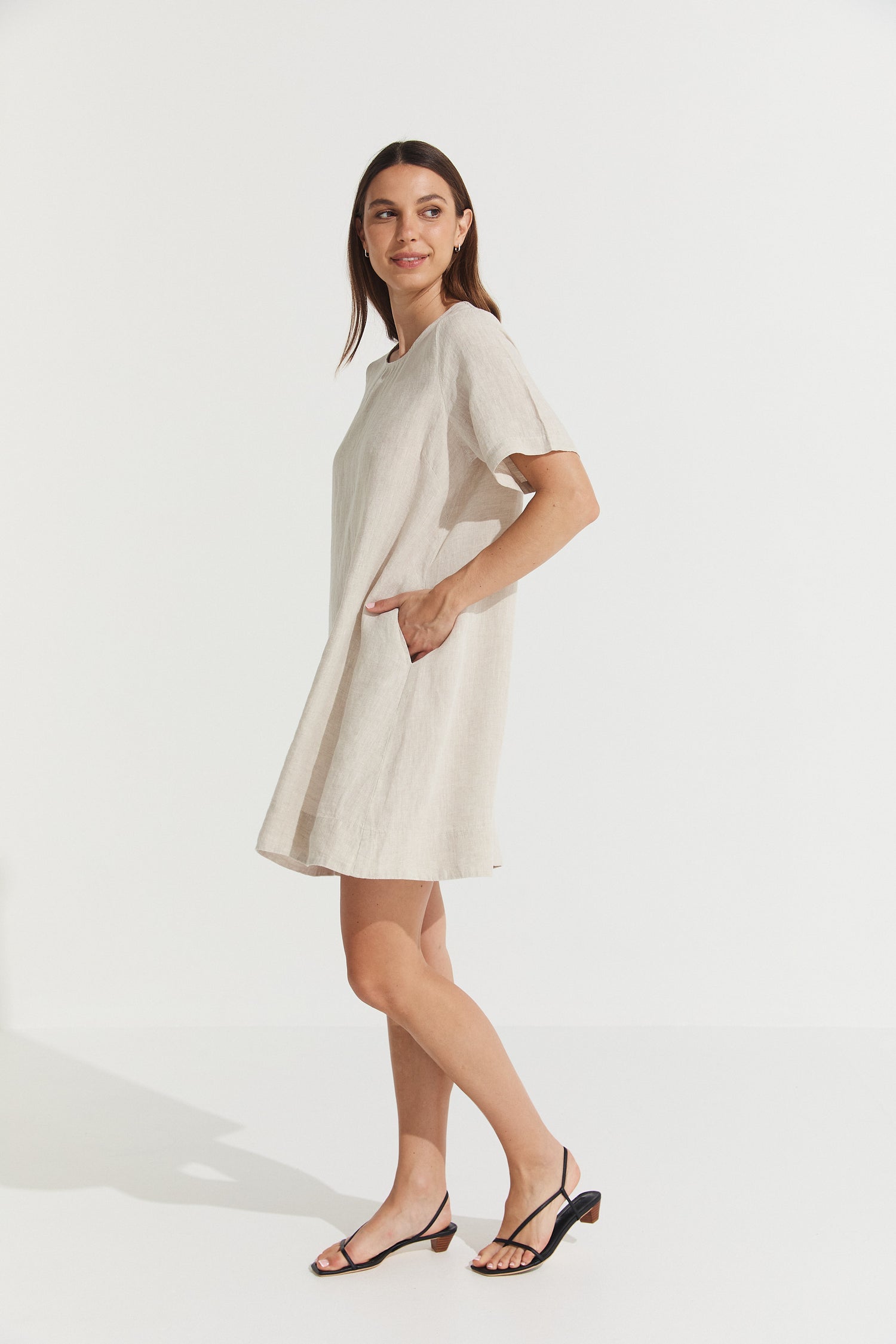 Montaigne Nathalie Linen Shift T-Shirt Dress Nautral1