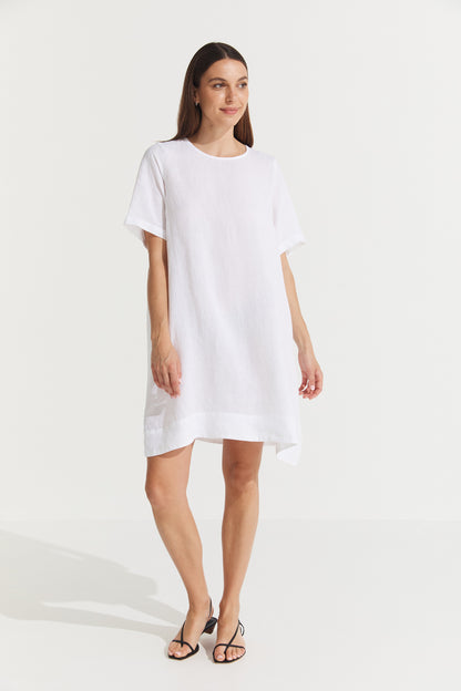 Montaigne Nathalie Linen Shift T-Shirt Dress White1