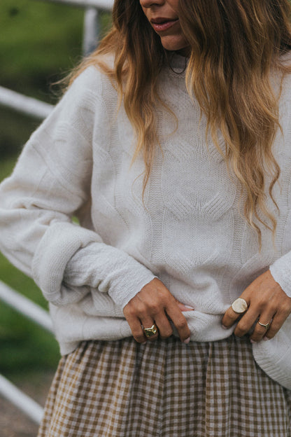 Montaigne NZ Lambswool Cable Knit Ivory Melange3