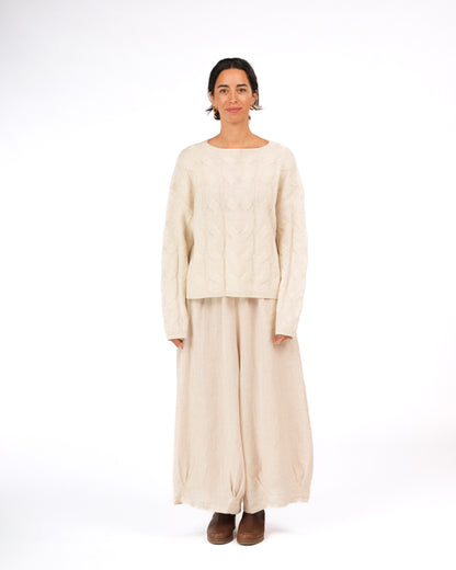 Montaigne NZ Lambswool Cable Knit Milk1