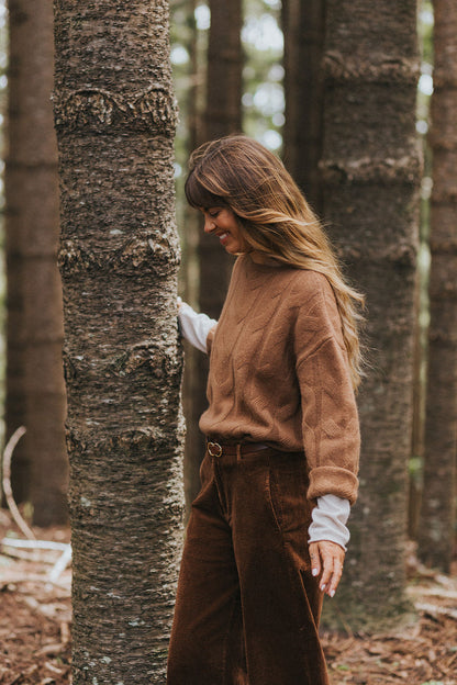 Montaigne NZ Lambswool Cable Knit Tobacco5