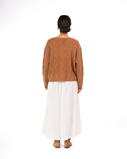 Montaigne NZ Lambswool Cable Knit Tobacco1