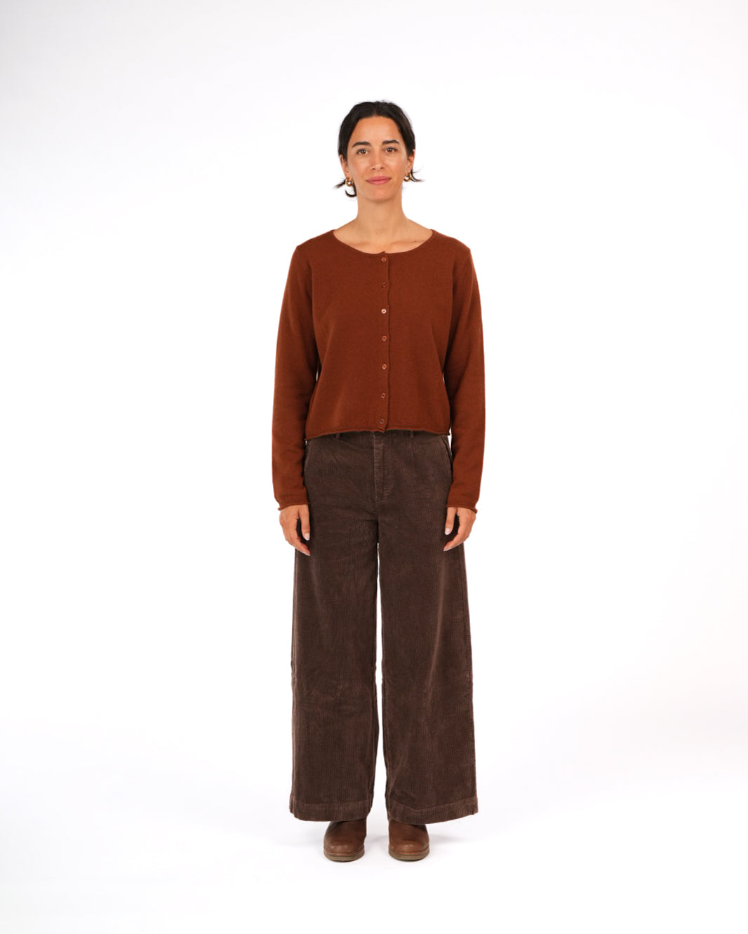 Montaigne NZ Lambswool Cropped Cardigan Chestnut