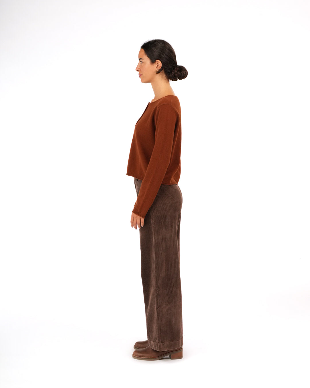 Montaigne NZ Lambswool Cropped Cardigan Chestnut3