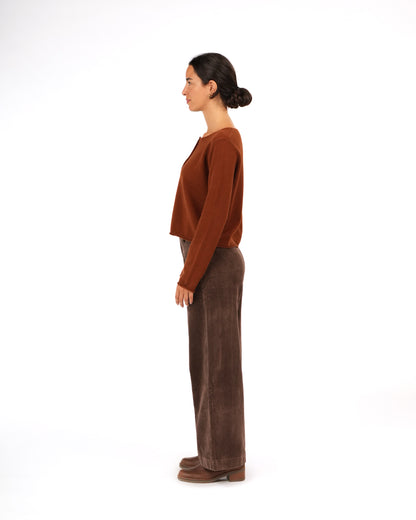 Montaigne NZ Lambswool Cropped Cardigan Chestnut3