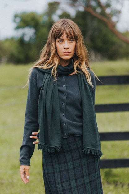 Montaigne NZ Lambswool Cropped Cardigan Indigo4