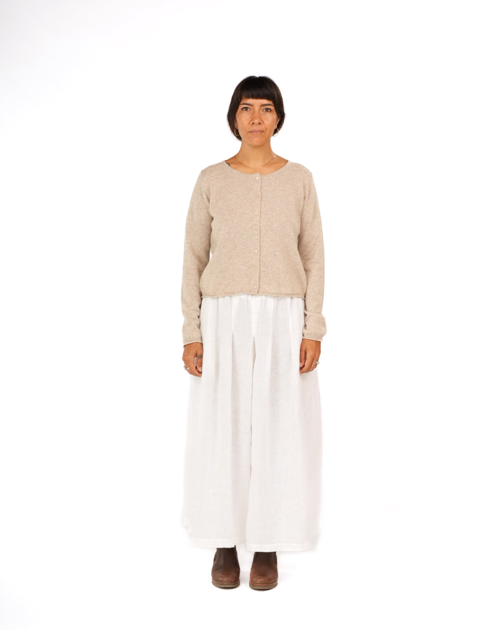 Montaigne NZ Lambswool Cropped Cardigan Oatmeal