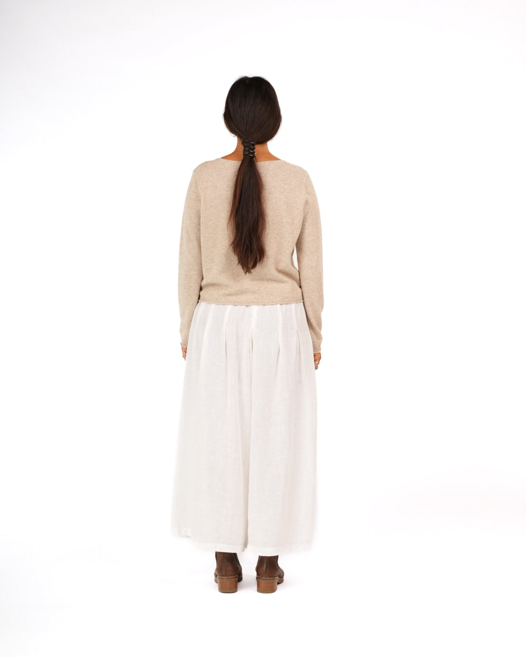 Montaigne NZ Lambswool Cropped Cardigan Oatmeal2