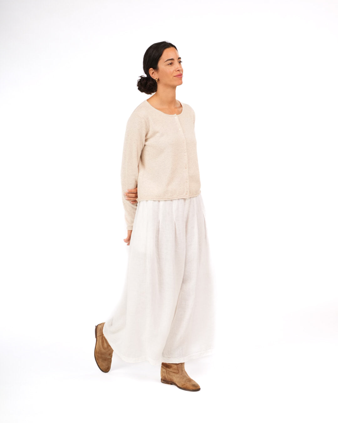 Montaigne NZ Lambswool Cropped Cardigan Soft Rose